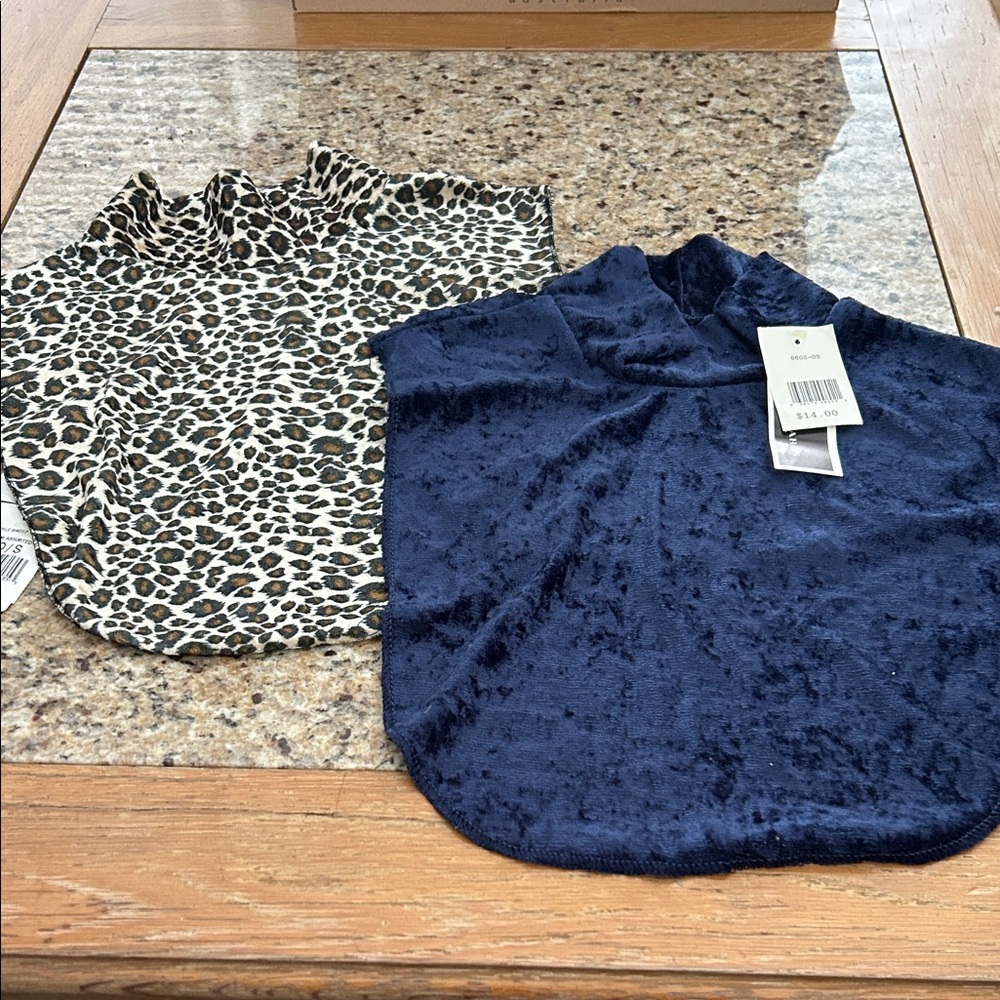 Vintage Leopard and Navy Blue Dickeys - mock turtle necks
